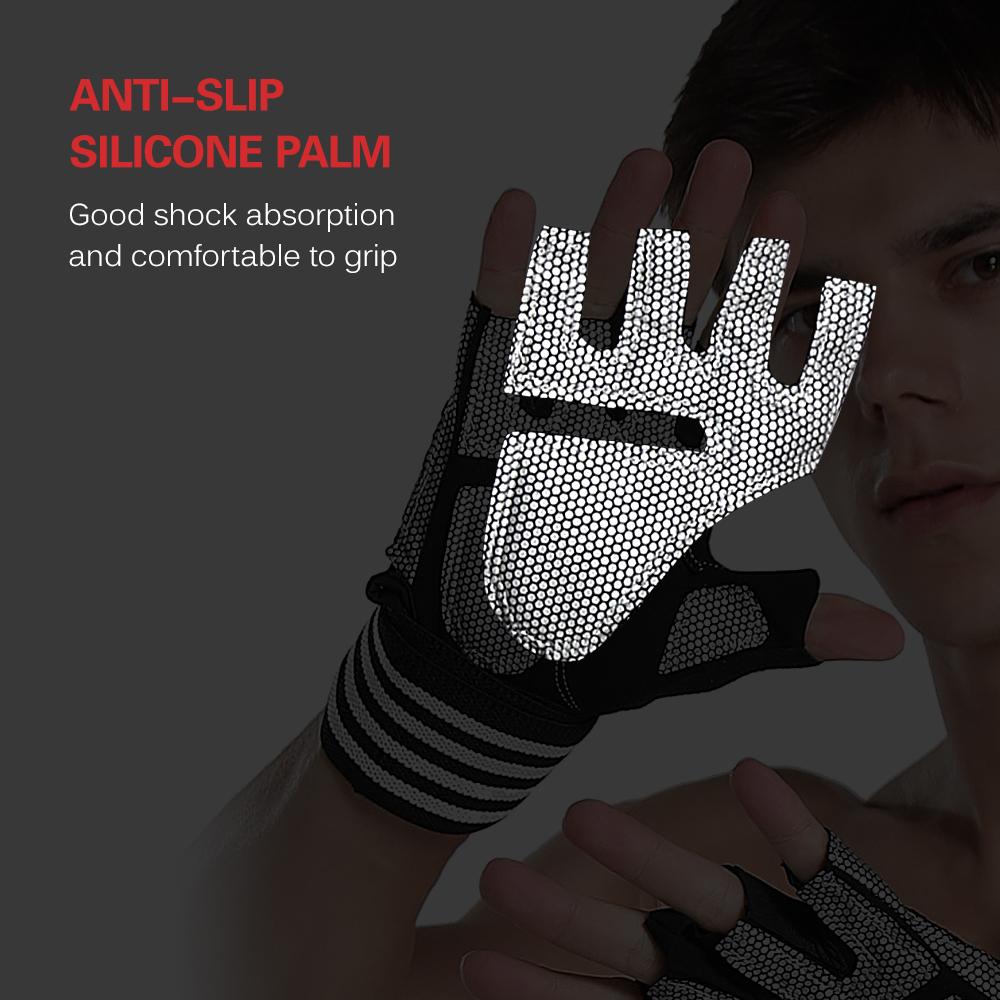 Găng Tay Thể Thao Thoáng Khí Chống Trượt Băng Nửa Ngón Tay Với Dây Đeo