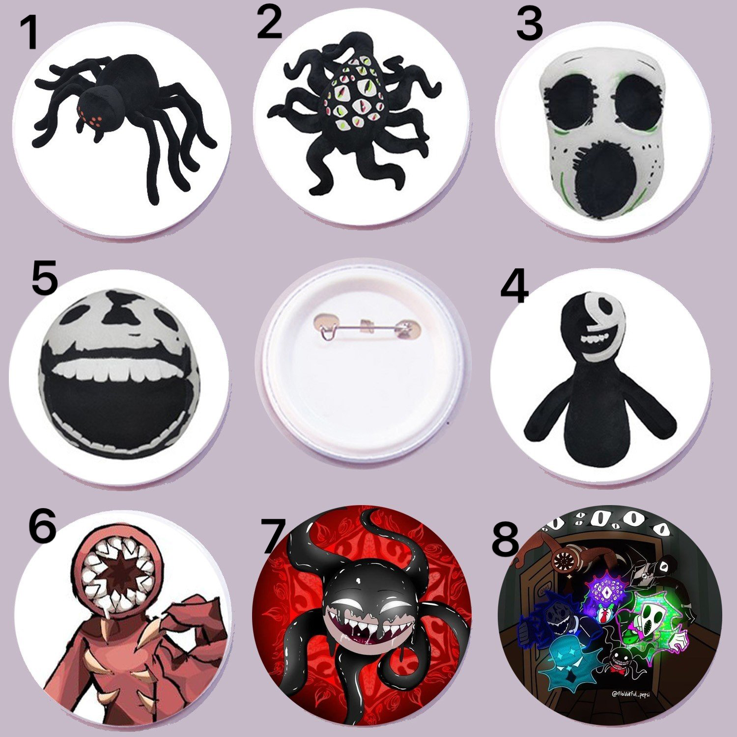 Huy hiệu 3 cái Roblox Doors Ambush figure seek hide Rush Eyes Halt Jack Glitch/ Huy hiệu Roblox Doors Ambush figure seek hide Rush Eyes Halt Jack Glitch