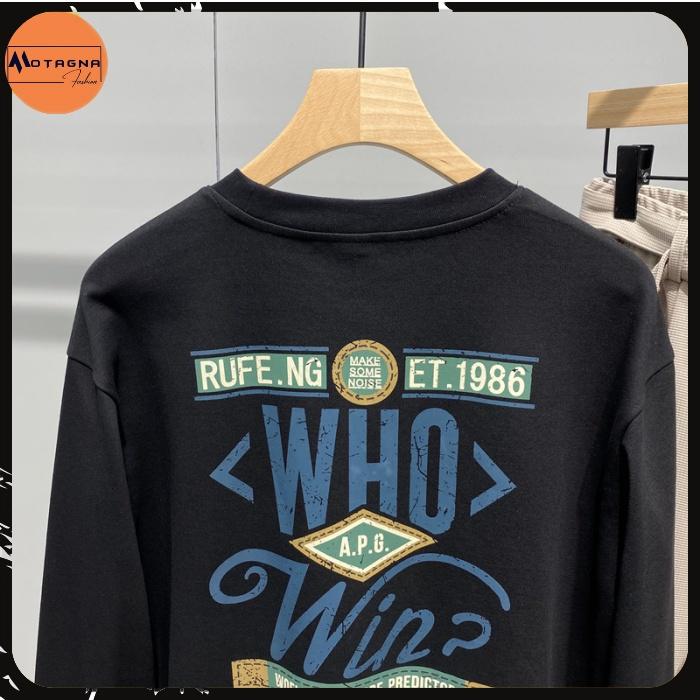 Áo nỉ nam dáng ôm, Áo sweater cao cấp cổ tròn trẻ trung in lưng WHO mã NZ663