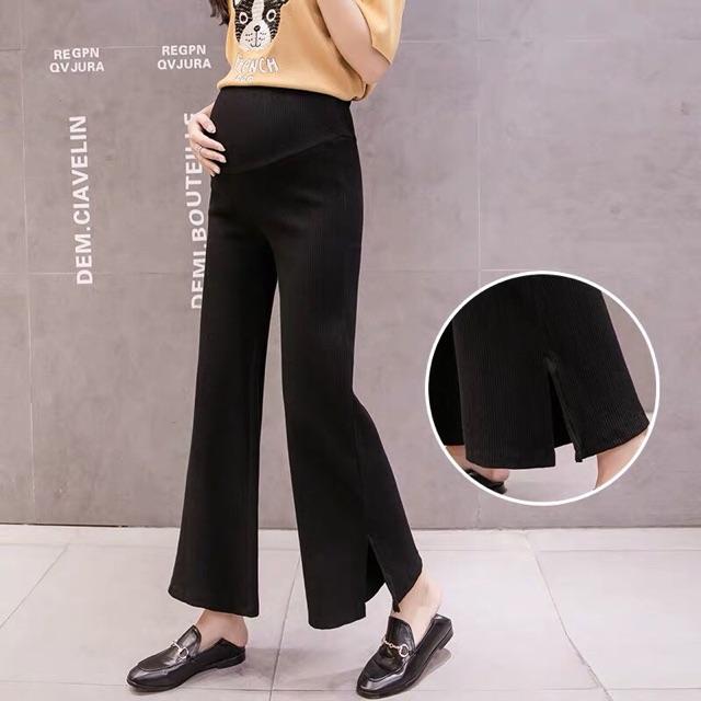 Quần bà bầu legging mềm , ống loe xẻ tàsẵn hàng 1 số size