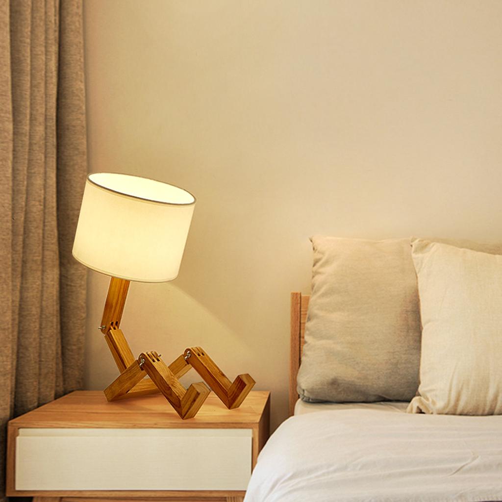 Table Lamp Adjustable Arm Reading Light Bedside Lamp w/Fabric Shade