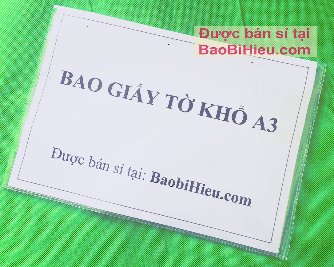 Túi đựng giấy tờ khố A3 bằng nhựa dẻo PVC (có nắp đậy) bamarau B819