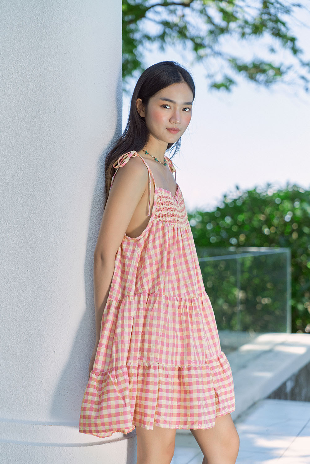 DOTTIE - Đầm gingham dáng babydoll - D0496