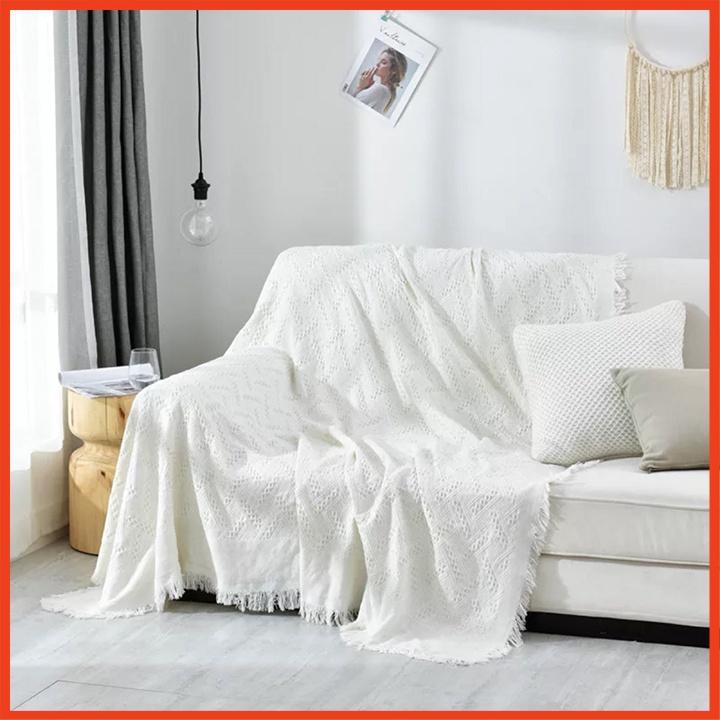 Thảm trắng trơn 100% Vải Cotton với chất liệu sợi bông tự nhiên kích thước 180x230cm