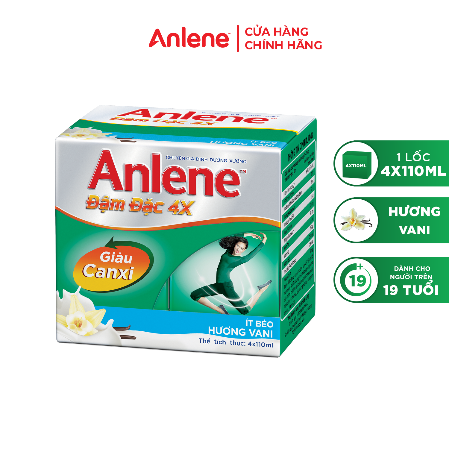 Thùng 48 Hộp Sữa Anlene Đậm Đặc 4X Ít Béo Hương Vani