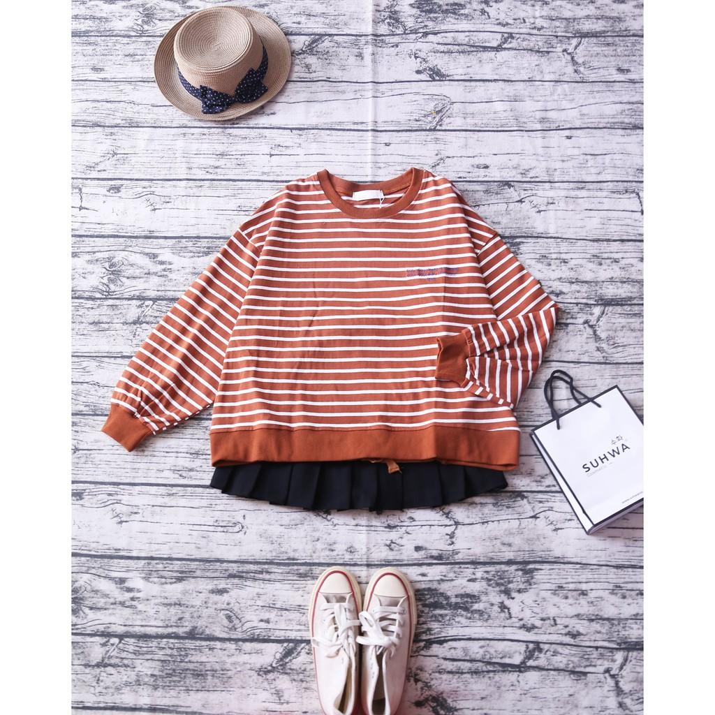 ÁO NỈ SỌC SWEATER CUTOUT HỞ LƯNG THẮT NƠ
