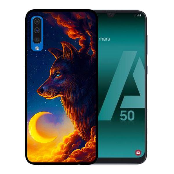 Ốp lưng in cho Samsung Galaxy A7 2018 mẫu Sói Và Mặt Trăng - Hàng chính hãng