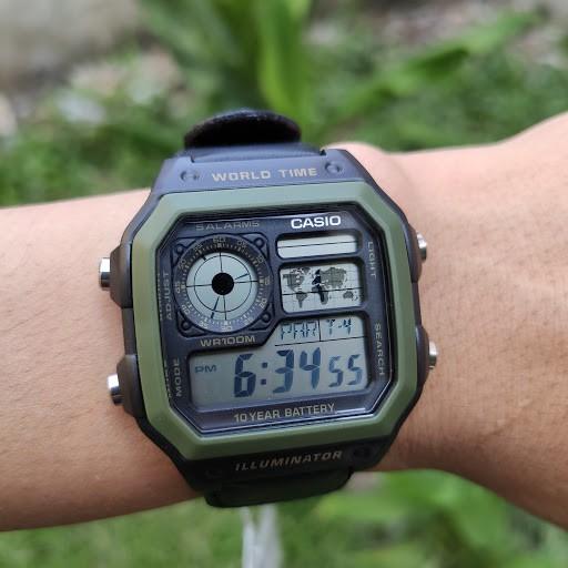 Đồng Hồ Casio Nam Dây Da Phối Vải AE-1200WHB-1BVDF