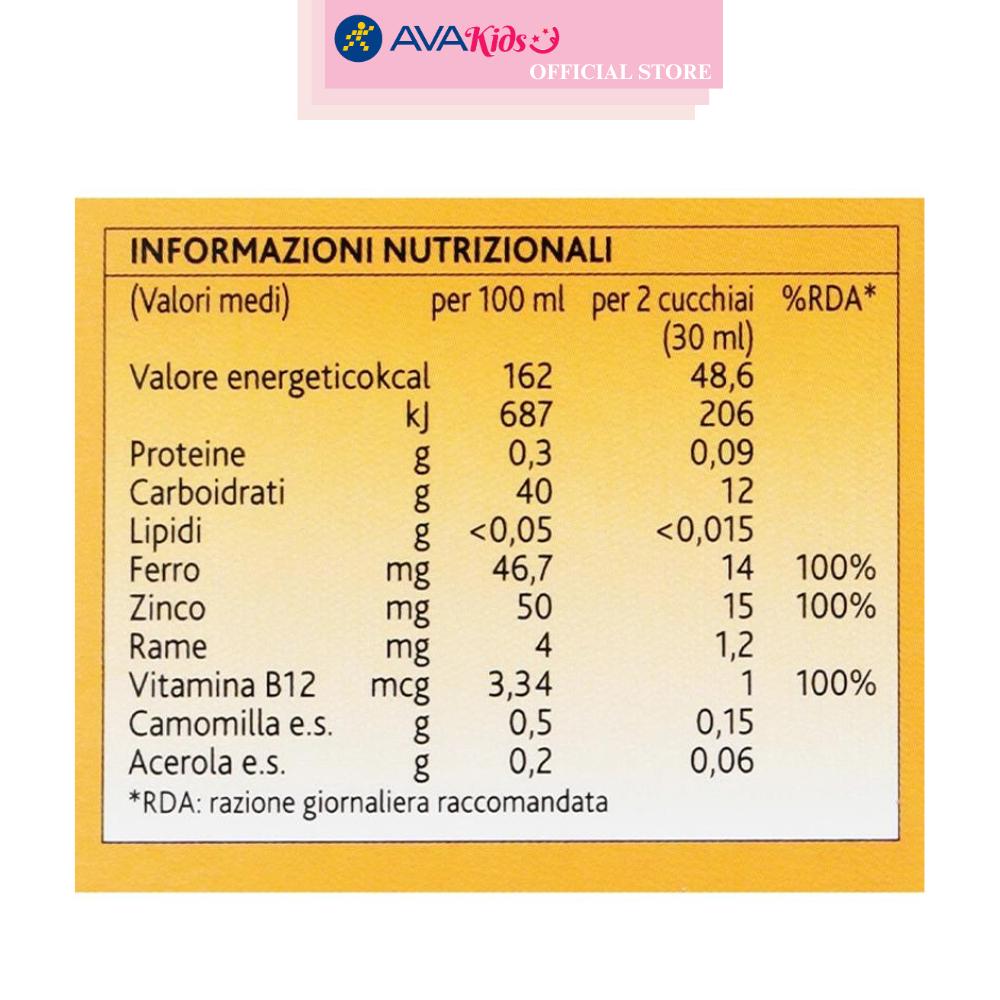 Siro Fitobimbi Ferro C bổ sung sắt, kẽm và vitamin C 200 ml (6 tháng - 12 tuổi)