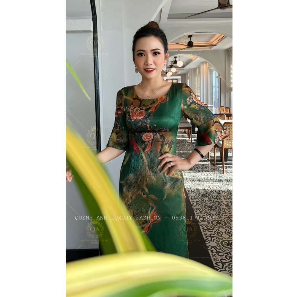 Váy Đầm Suông Hoa 3D Tone Xanh Tay Loe Cao Cấp Vera Dress