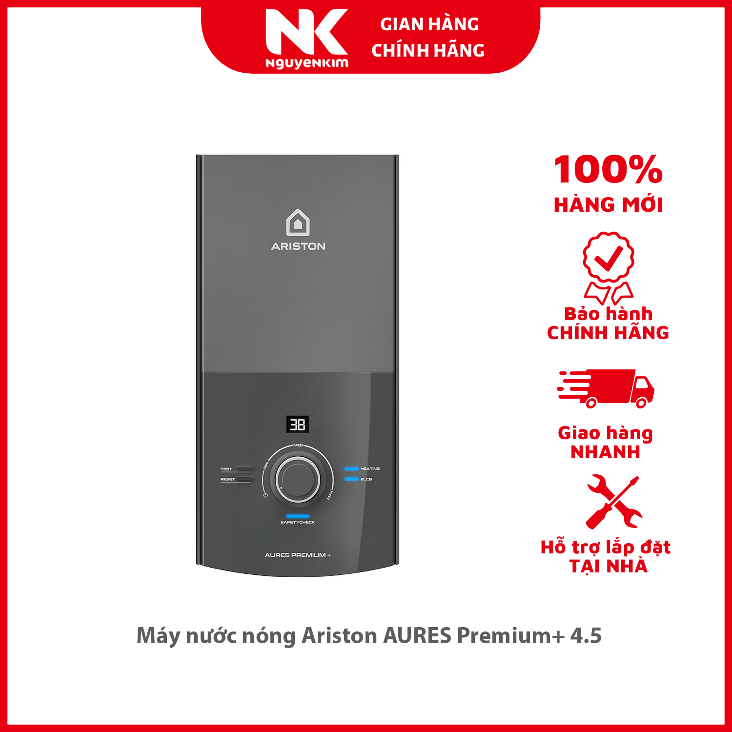 Máy nước nóng Ariston AURES Premium+ 4.5 - Hàng chính hãng