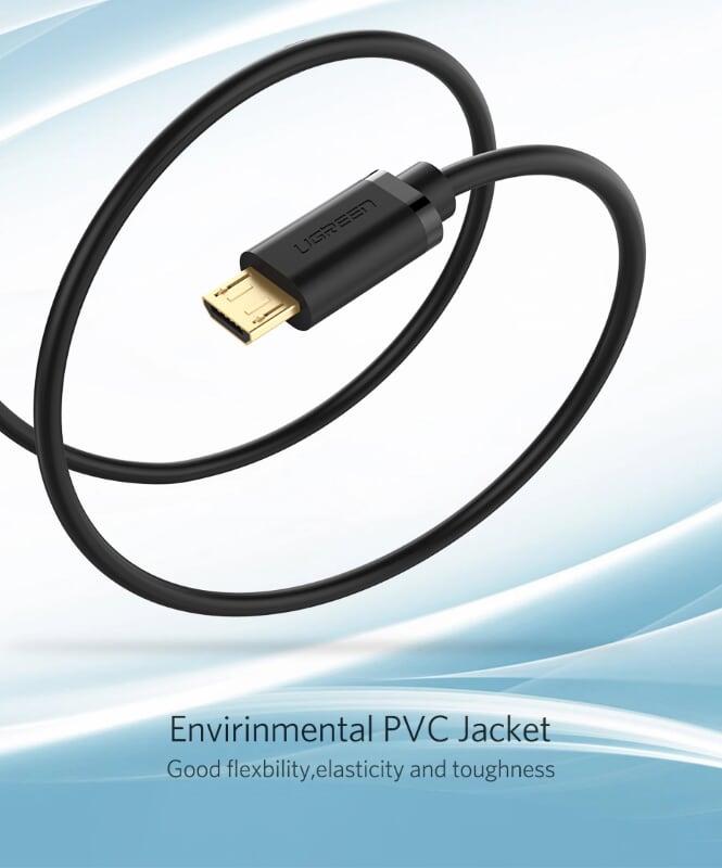 Ugreen UG10838US125TK 2M màu Đen Cáp sạc truyền dữ liệu USB 2.0 sang MICRO USB lõi đồng - HÀNG CHÍNH HÃNG