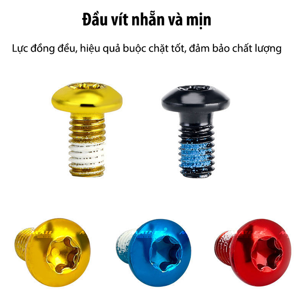12 cái ốc vít đĩa phanh T-25 M5x10mm trang trí màu sắc (12 Cái/ bộ) bằng thép không gỉ dành cho xe đạp núi MTB phụ kiện xe đạp- Mai Lee