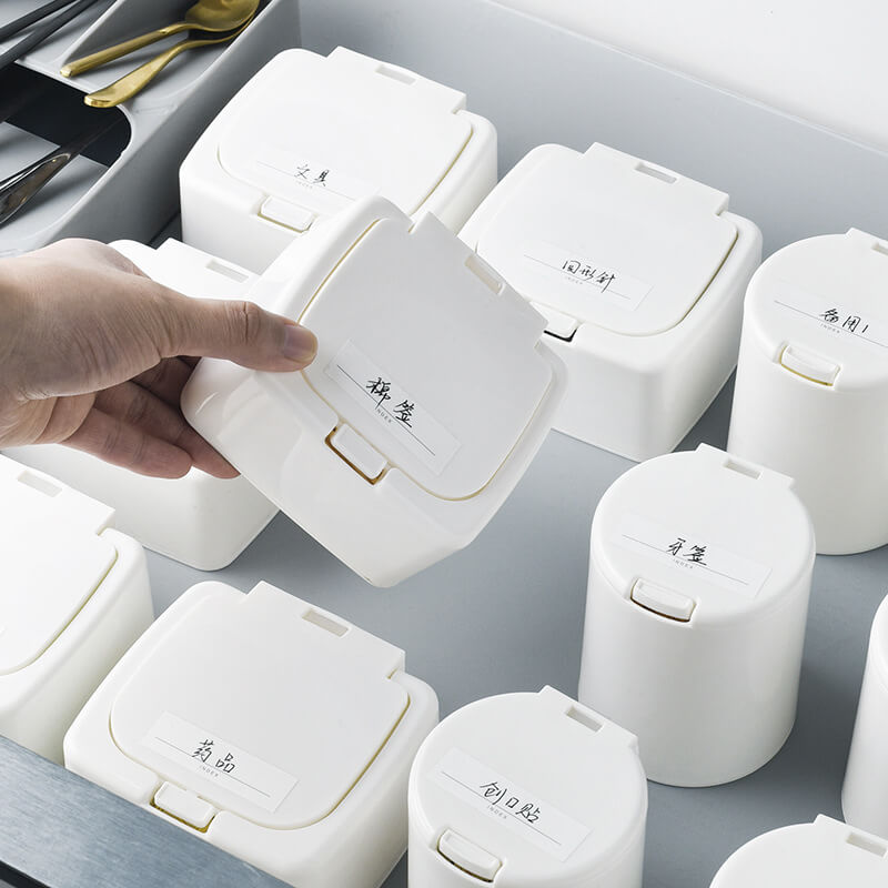 Hộp Nhựa Đựng Tăm Bông Để Bông Tẩy Trang Nắp Kín Tự Động Chống Ẩm Mốc Mini Storage Box Hamart