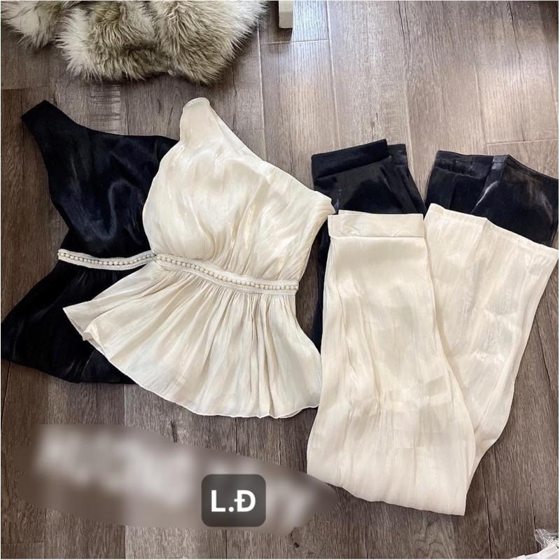 Set áo lệch * quần suông tơ ngọc