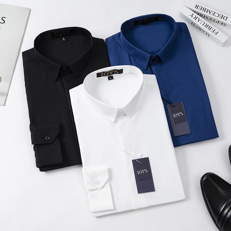 Áo Sơ Mi Nam Dài Tay IOTA Vải Cotton Lụa Nẹp Ẩn Cao Cấp Chống Nhăn Không Xù Không Phai Màu