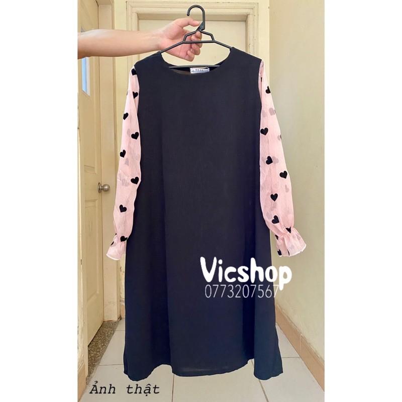 VÁY BẦU MVB079 TAY PHỐI HOẠ TIẾT TIM