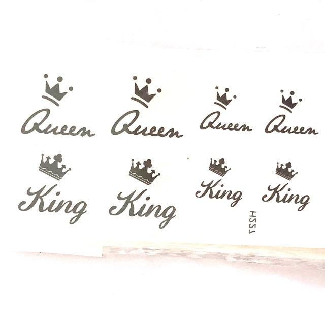 Hình xăm dán chữ queen nhỏ 10x6cm