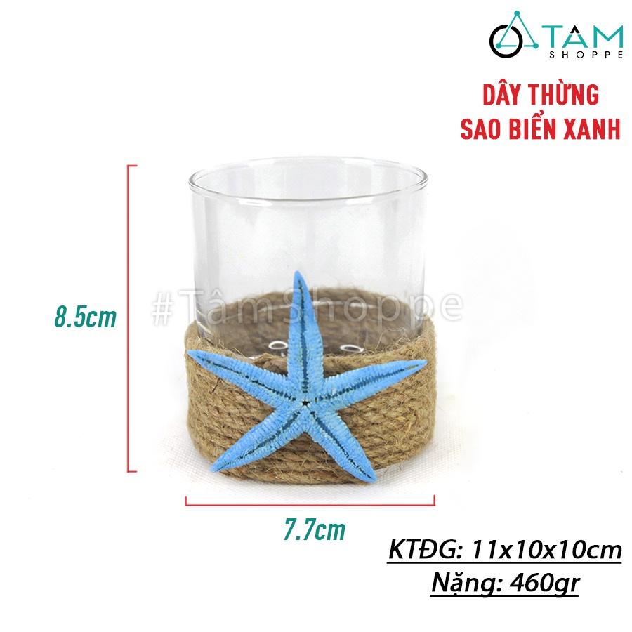 Chân nến ly thủy tinh quấn dây thừng sao sò CHN-26