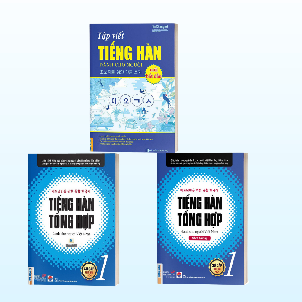 Sách - Combo Tiếng Hàn Tổng Hợp Sơ Cấp 1 (Giáo Trình In Trắng Đen + Sách Bài tập) Và Vở Tập Viết Tiếng Hàn (MC)