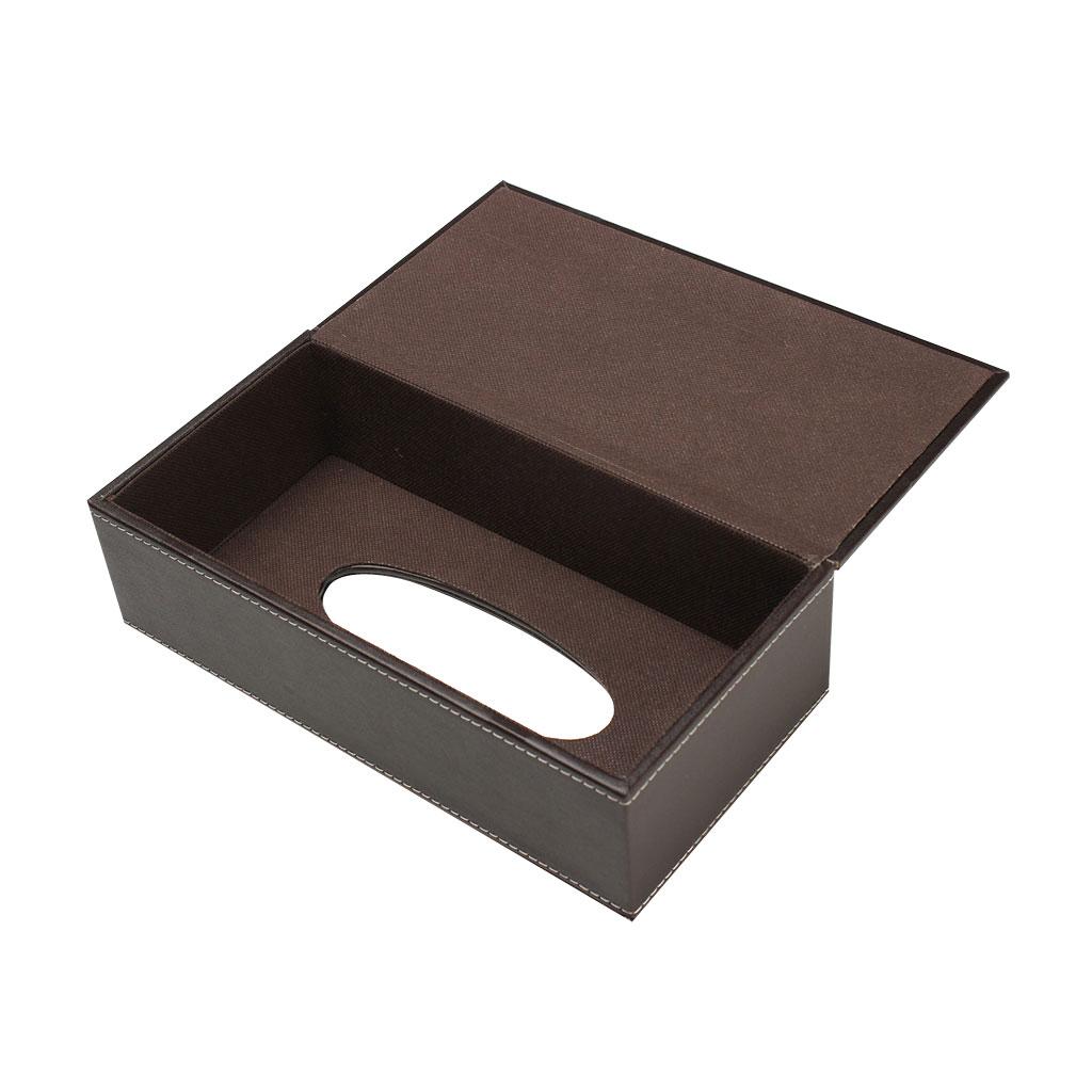 PU Leather Tissue Box Cover Home Car Napkin Toilet Paper Holder Case Brown