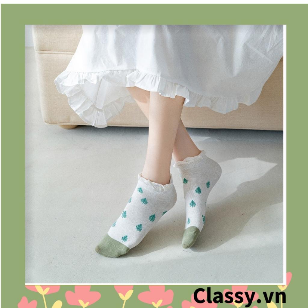 Tất cổ ngắn, vớ cổ ngắn dệt kim Classy nhiều họa tiết tông xanh pastel xinh xắn Hàn Quốc G1433