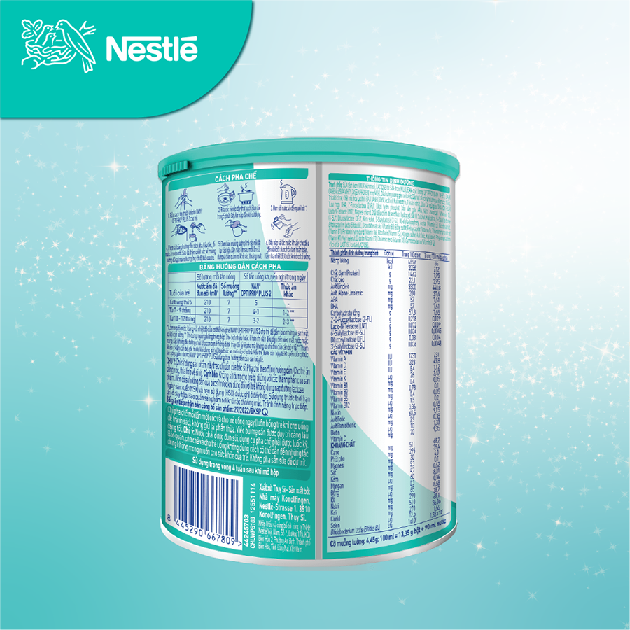Sữa bột Nestlé NAN OPTIPRO PLUS 2 400g/lon với 5HMO Sản Xuất Tại Thụy Sĩ