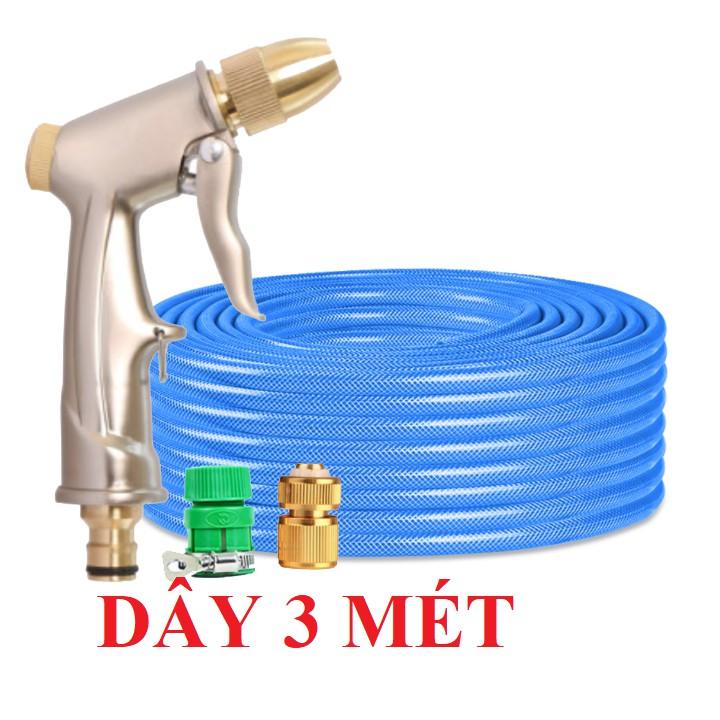 Bộ dây vòi xịt nước rửa xe,tưới cây,tăng áp 3 lần,loại 3m,5m 206701-1 đầu đồng,cút đồng,nối nhựa vàng+ mở chai
