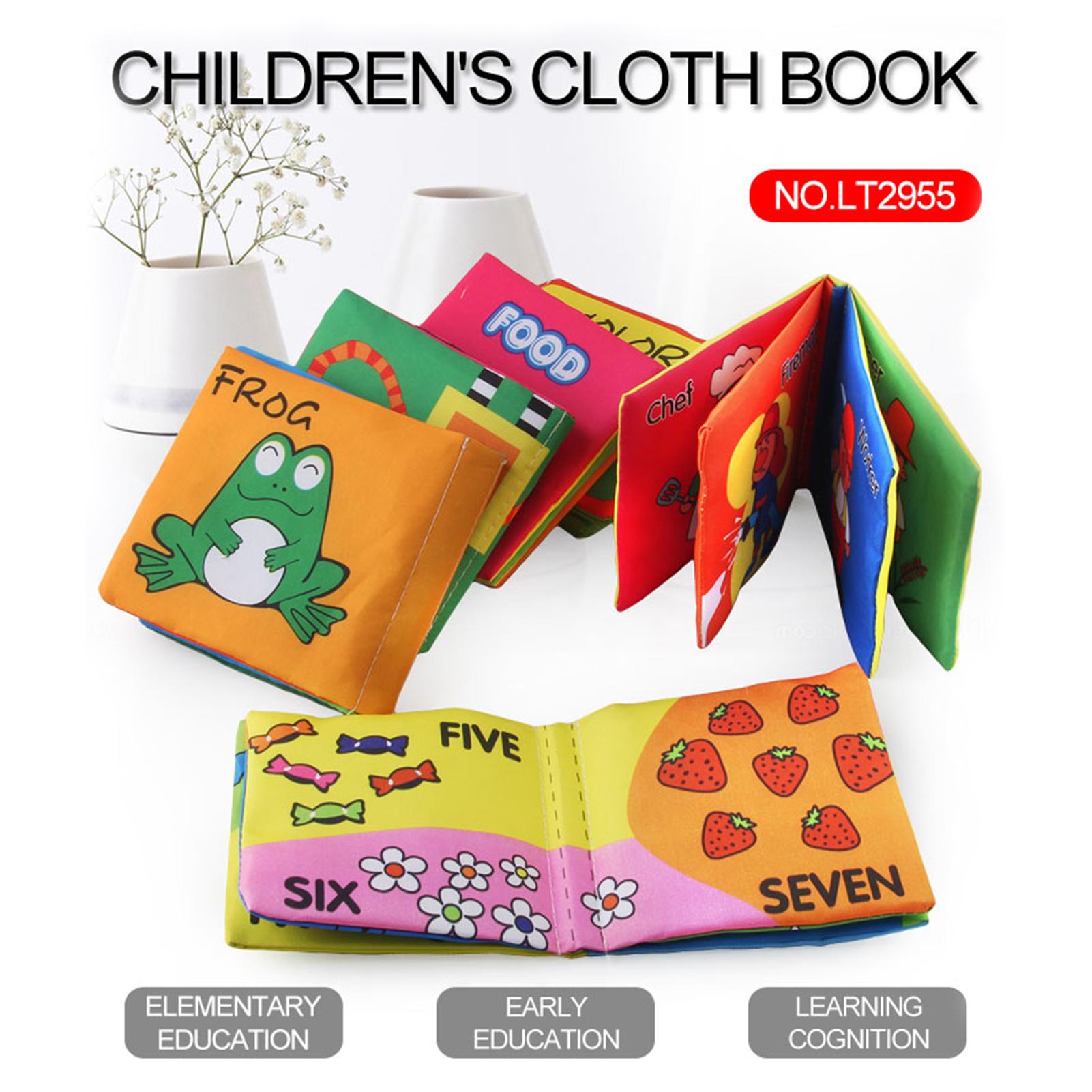 6 Pack Soft Baby Cloth Books Non-Toxic Crinkle Books Friction with Rustling Sound Infants & Toddler Early Learning