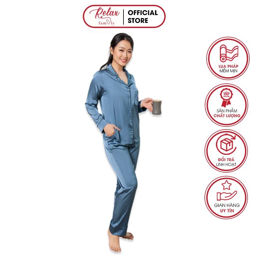 Đồ Ngủ Nữ Pyjama Tay Dài Quần Dài HW1002 đồ ngủ nữ đẹp lụa Pháp cao cấp, mềm mịn,thoáng mát - RELAX