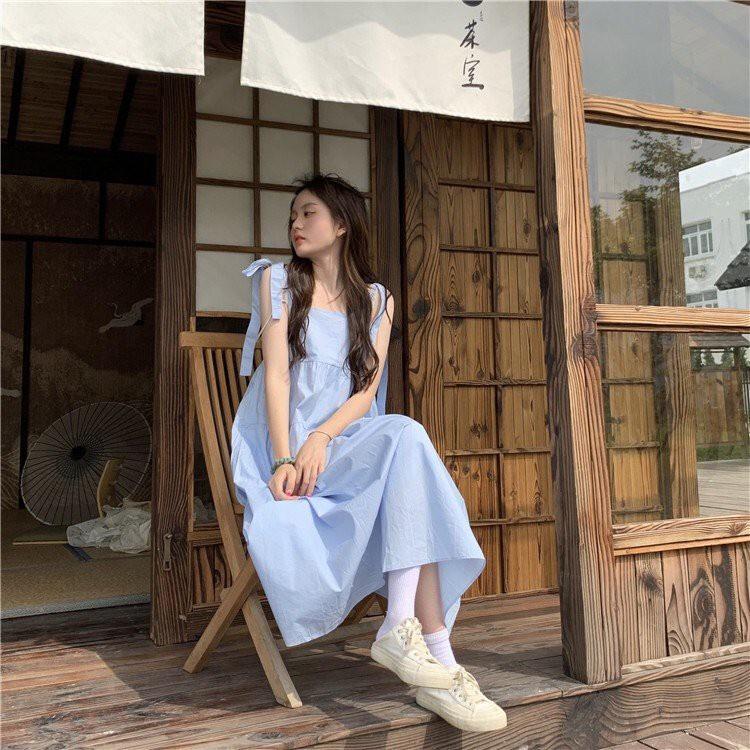 Đầm Nữ 2 Dây Bản To Buộc Nơ 3 Tầng Váy Nữ Babydoll