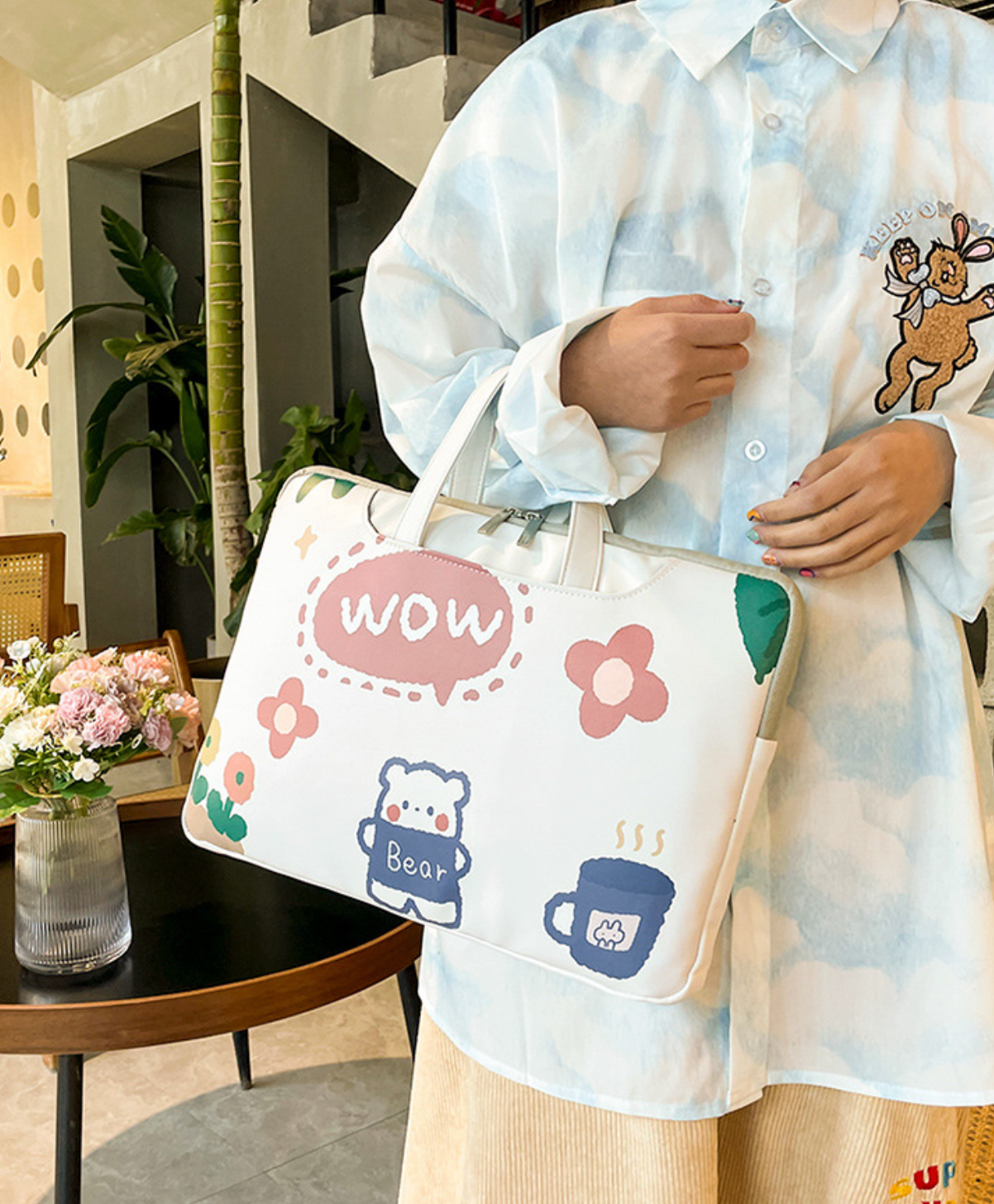 Túi xách da chống sốc laptop máy tính surface, túi công sở nữ cặp đựng laptop cute dễ thương