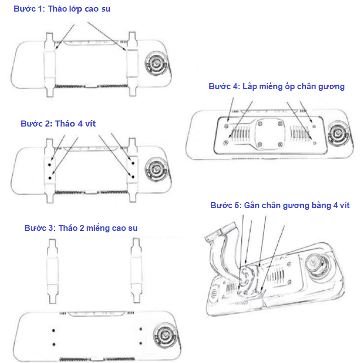 Bộ ốp chân gương chiếu hậu dùng cho camera hành trình ô tô, xe hơi