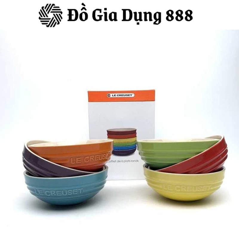 Bộ 6 Bát Tô Ăn Mì Ăn Phở Le Creuset, Size 15,5cm, Bộ Bát Gốm Sứ Cao Cấp, Giữ Nhiệt Vượt Trội, An Toàn Cho Tủ Đông, Lò Nướng, Lò Vi Sóng, Nhập Pháp