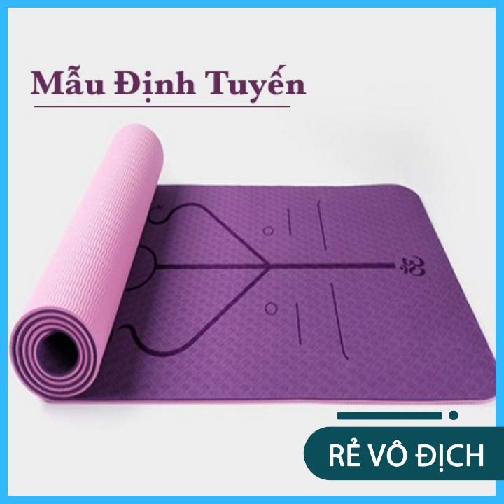 Thảm Yoga Định Tuyến Chống Trượt 2 Lớp Dày Chất Liệu Cao Su Non TPE Cao Cấp, Tấm Thảm Tập Gym, Thể Dục Tại Nhà