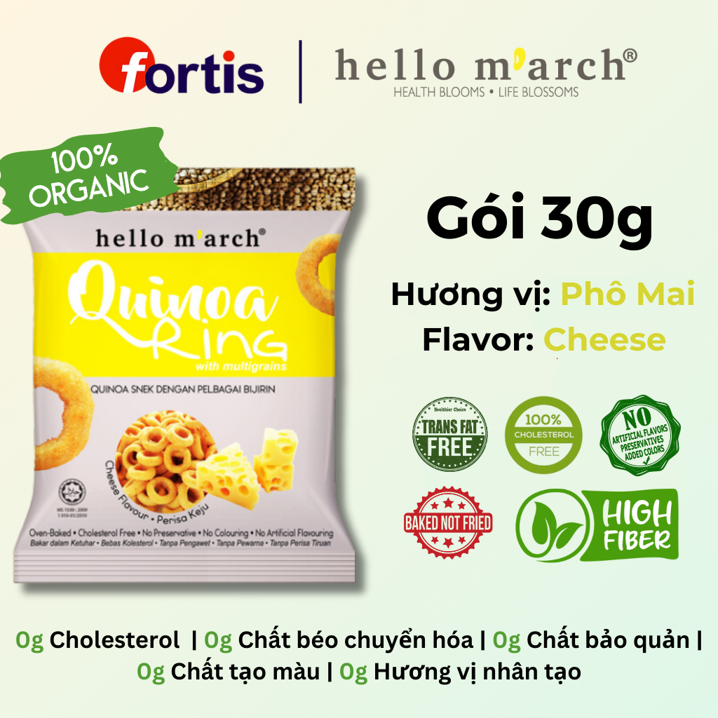 Snack Ngũ Cốc Vị Phô Mai Hạt Quinoa Hello March Gói 30g