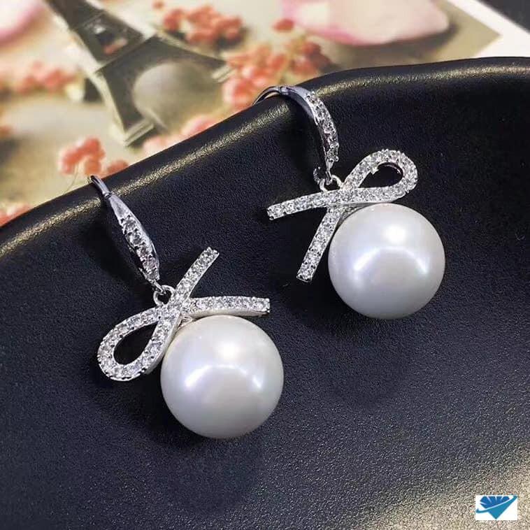 Bông tai nữ bạc ta móc nơ trai MS65a