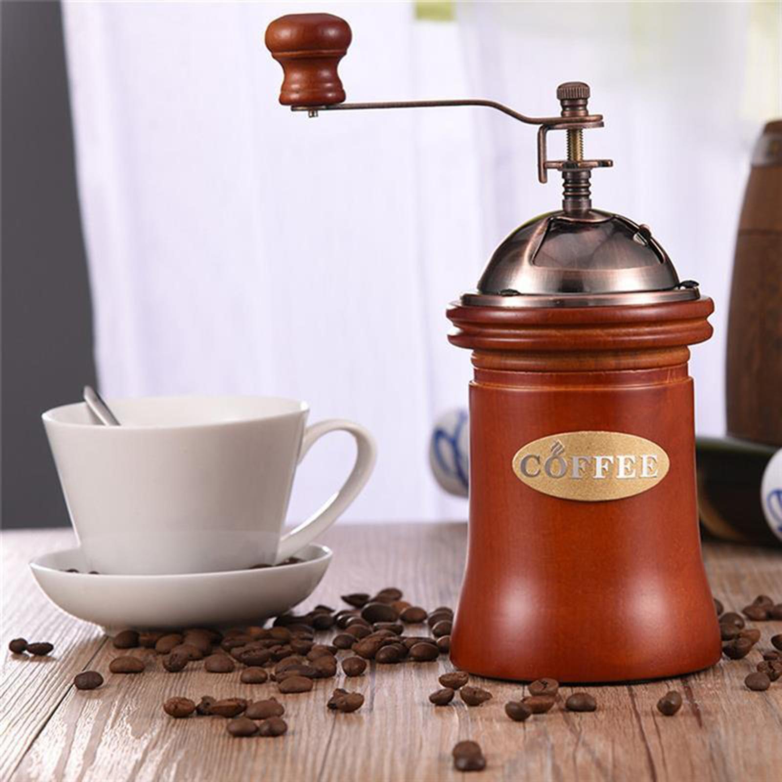 Manual Coffee Grinder Coffee Bean Grinder Vintage Antique Wooden Hand Crank