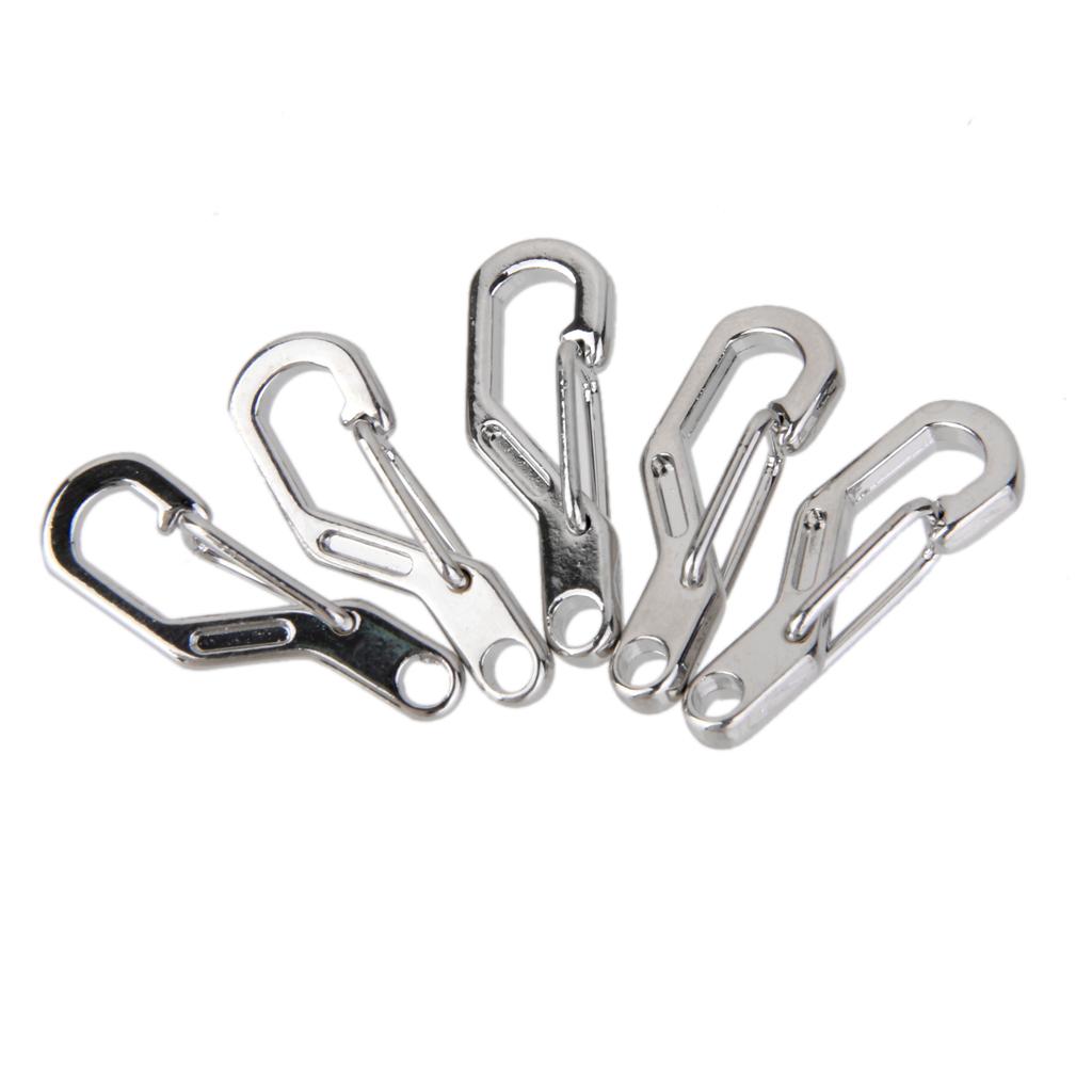5pcs D Ring Climbing Hanging Buckle Snap Keychain Carabiners - Silver