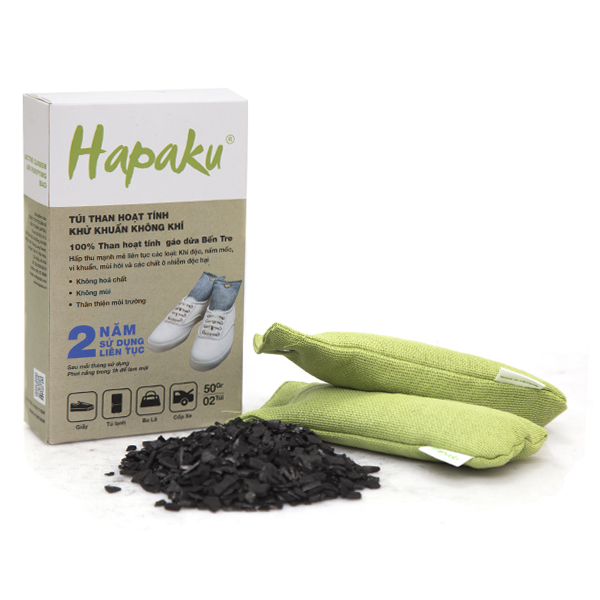 Túi than hoạt tính khử mùi giày - 100% từ gáo dừa Bến Tre  - Hapaku