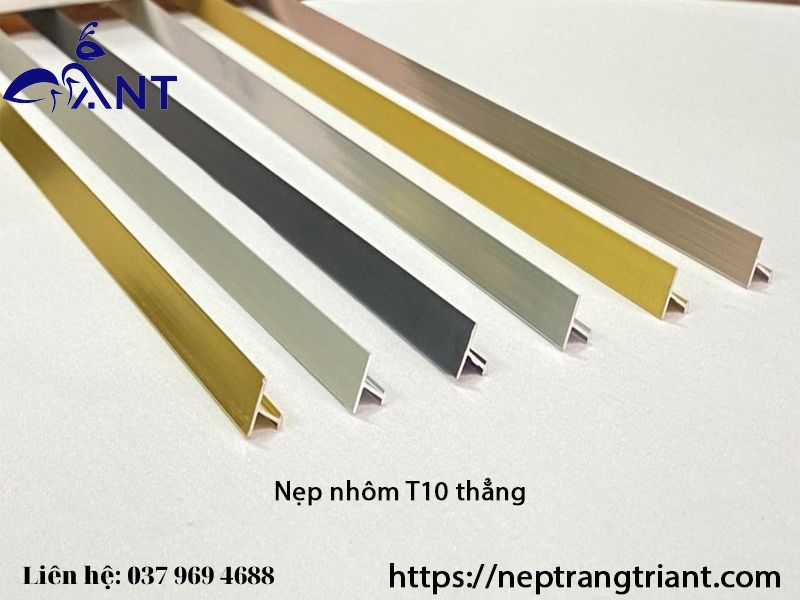 Nẹp nhôm T10 thẳng, nẹp sàn gỗ, nẹp PVC, nẹp T trang Trí, thanh dài 2m7, giá bán theo thanh