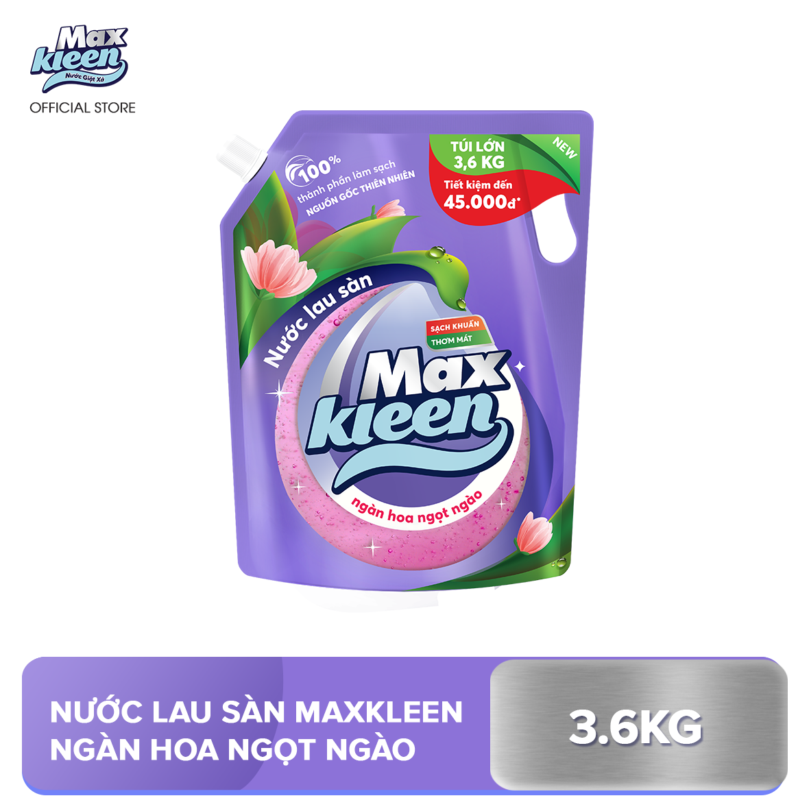 Túi Nước Lau Sàn MaxKleen 3.6kg - Ngàn Hoa Ngọt Ngào