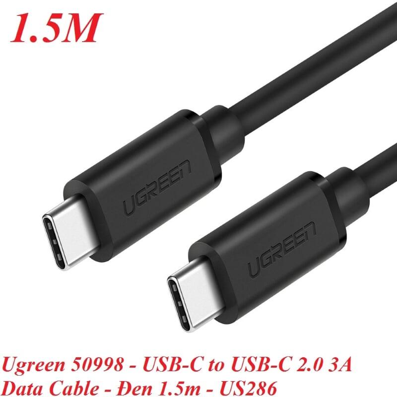 Ugreen UG50998US286TK 1.5M màu đen Dây USB 2 đầu Type C - HÀNG CHÍNH HÃNG