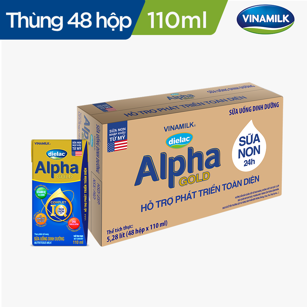 Thùng 48 Hộp Sữa Bột Pha Sẵn Vinamilk Dielac Alpha Gold IQ 110ml