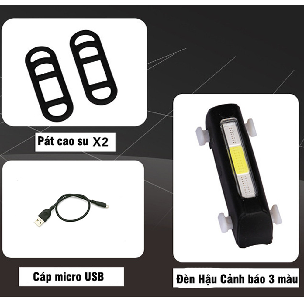 Đèn Led Xe Đạp, Đèn Hậu Cảnh Báo Xe Đạp Gắn Phía Sau Siêu Sáng Có Sạc Điện USB Chống Nước Giúp Đạp Xe An Toàn Ban Đêm 3 Màu Nhiều Chế Độ - Hàng Chính Hãng