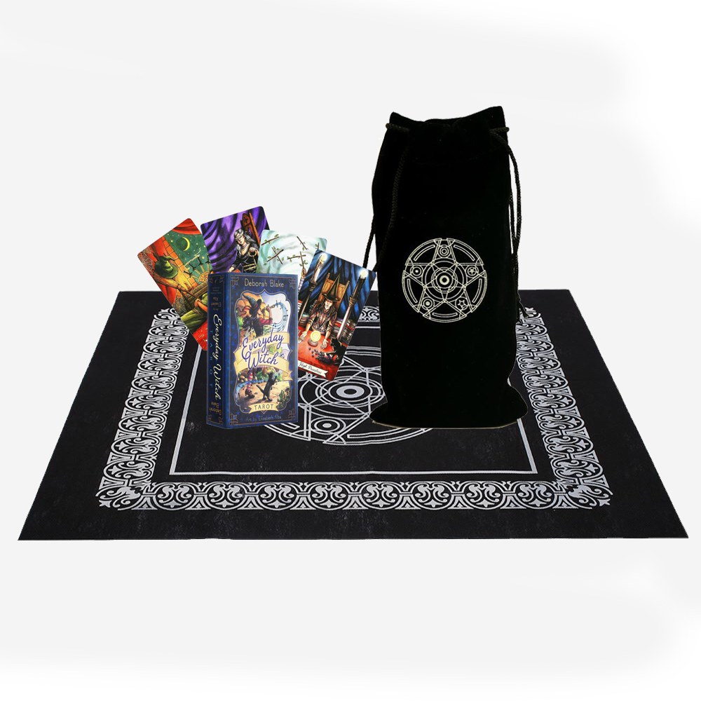 Combo Bộ Bài Bói Everyday Witch 78 cards Tarot Cao Cấp Bản Đẹp và Túi Nhung Đựng Tarot và Khăn Trải Bàn Tarot