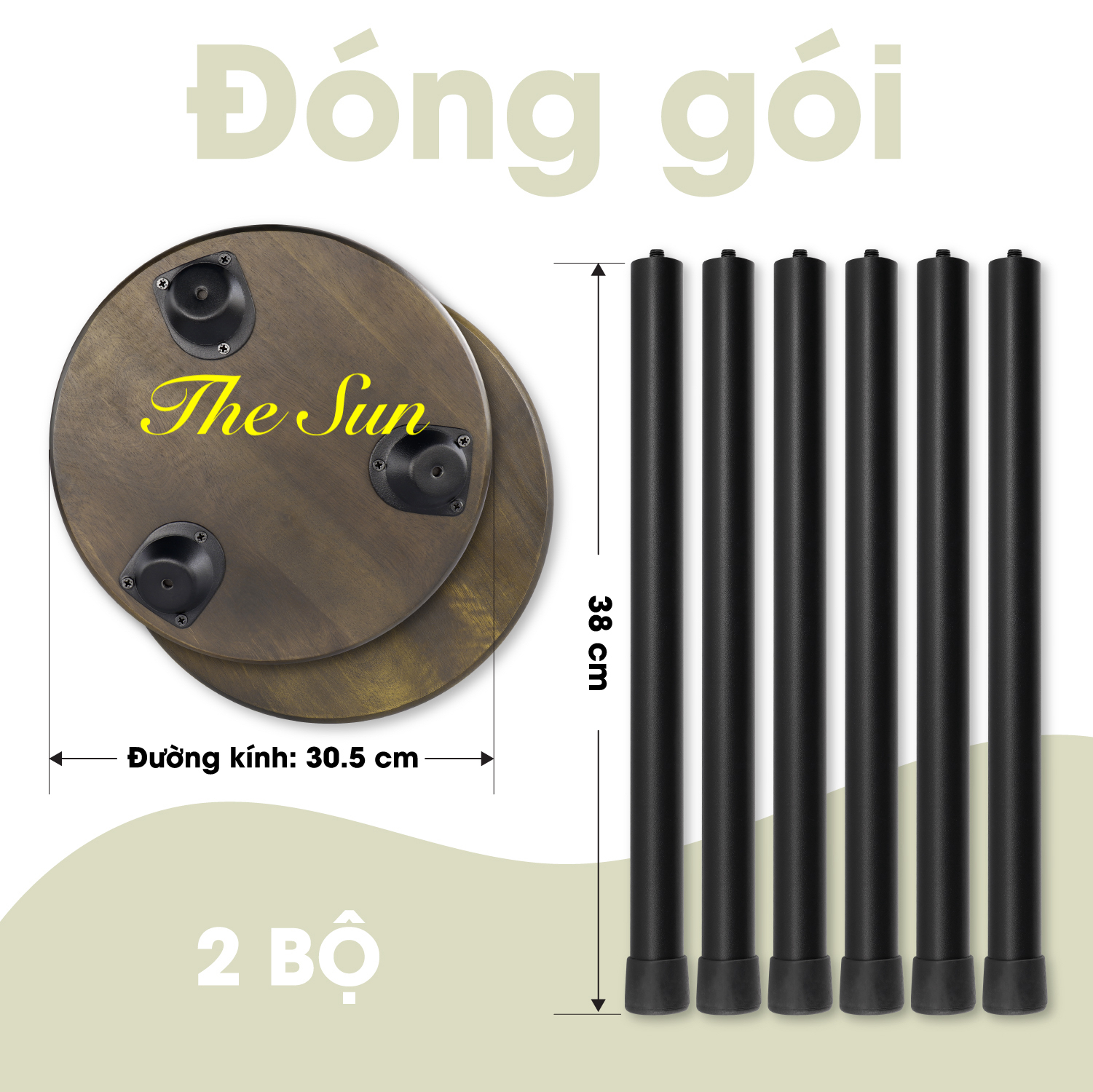 Đôn Gỗ. Kệ Để Chậu hoa, Bàn Kê Đầu Giường, Bàn Coffee. mặt 30cm, chân tháo rời bằng thép Cao 40cm