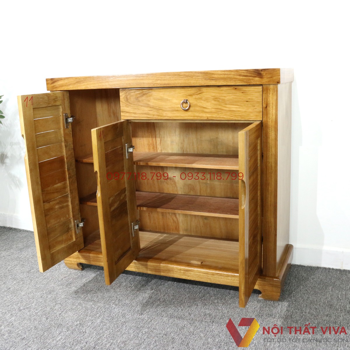 Tủ Giày Dép Gỗ Hương Xám 3 Cánh Đẹp Giá Rẻ