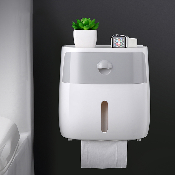 Hộp đựng Giấy Vệ Sinh Cao Cấp - Kệ Để Giấy Vệ Sinh 2 Tầng Chống Nước - Có Ngăn Kéo Và Khe Để Điện Thoại