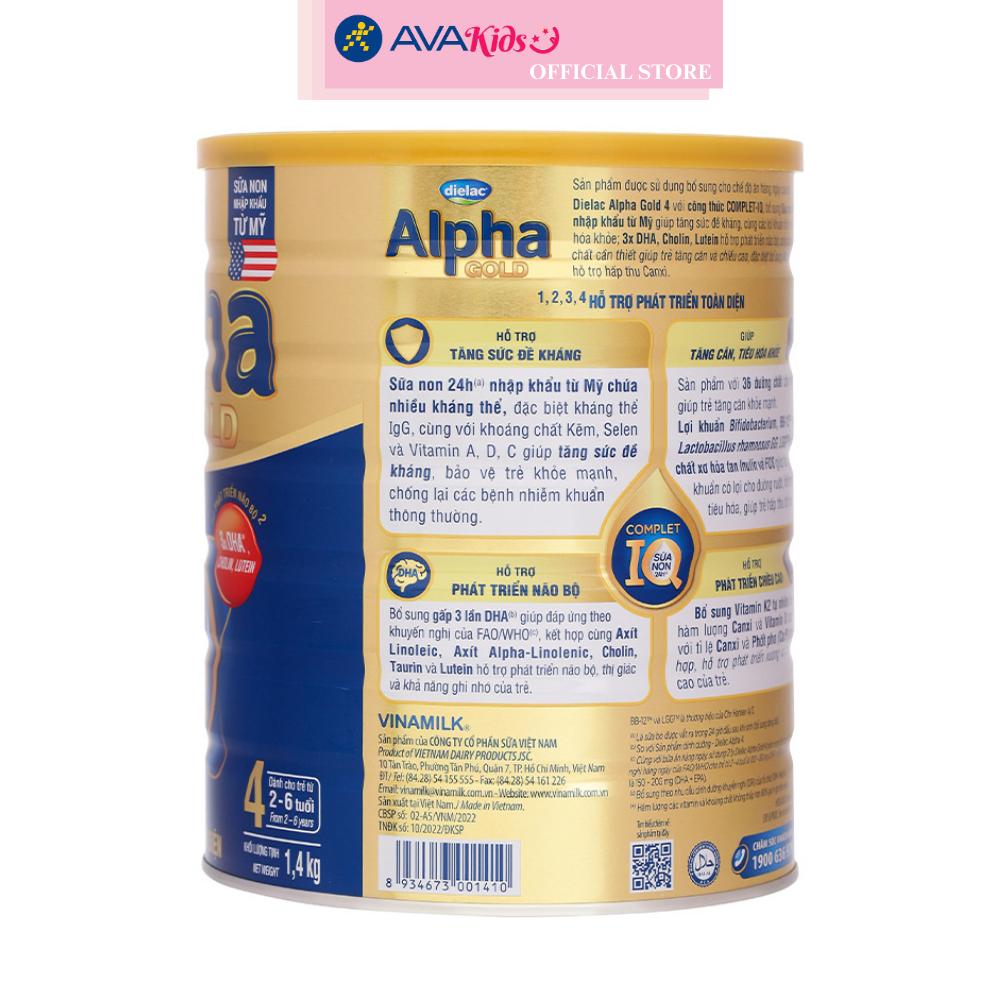 Sữa bột Dielac Alpha Gold IQ số 4 (sữa non) 1.4 kg (2 - 6 tuổi)